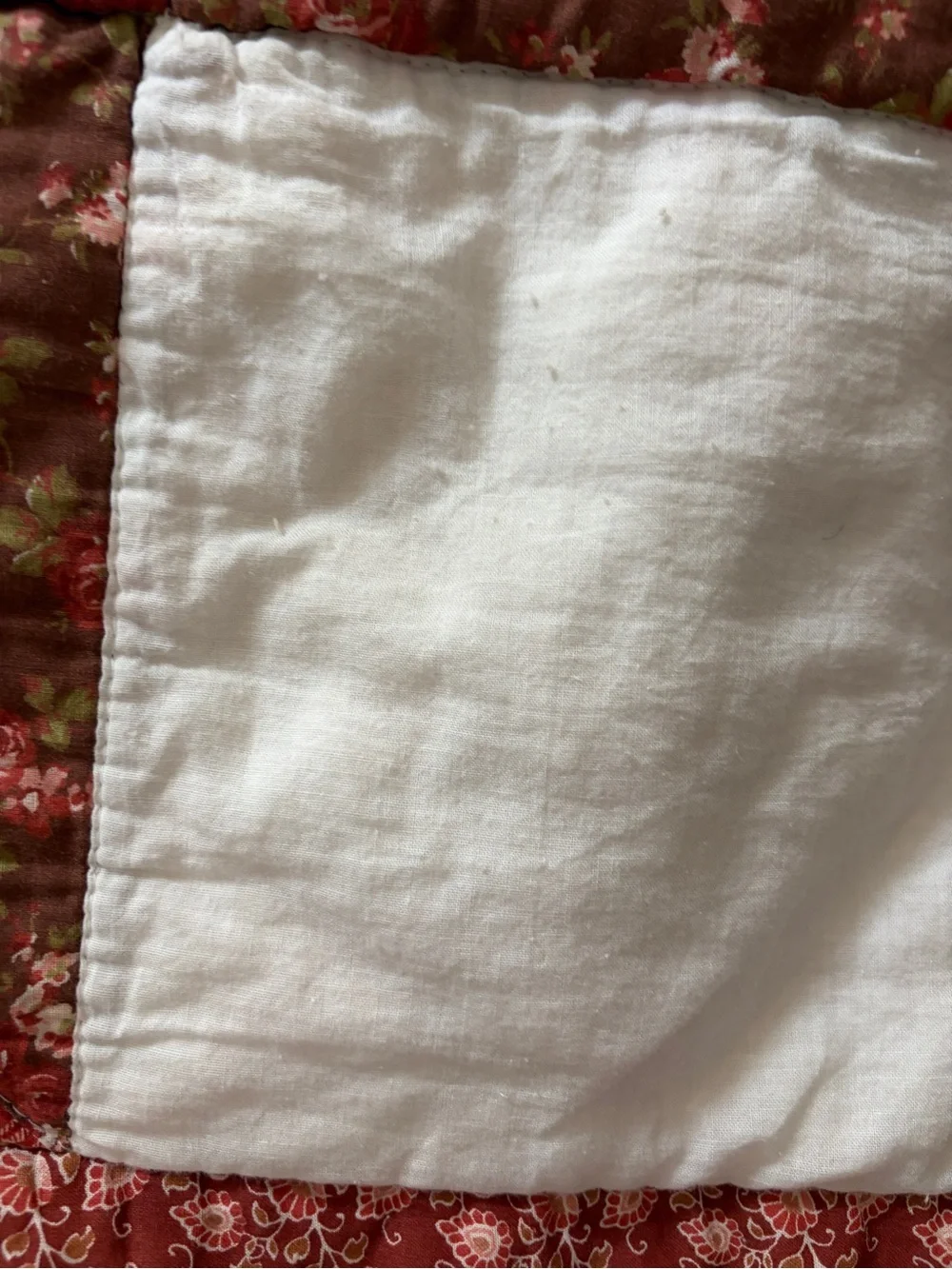 Vintage Wedding Ring Fall Autumn Quilt Floral Backside  + Embroidered